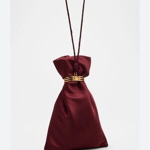 Saint Laurent Burgundy Satin Clutch